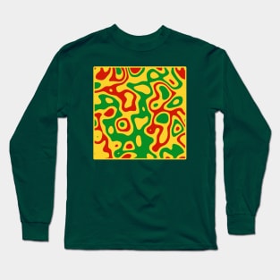 Paper Cut Out Pattern (Green, Yellow & Red) Long Sleeve T-Shirt